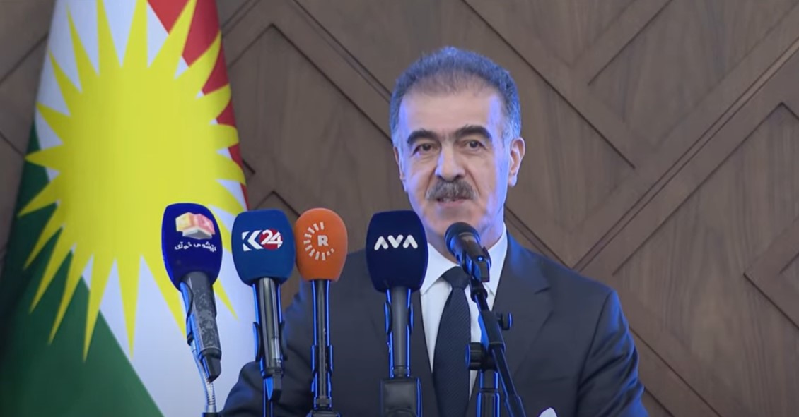 Safeen Dizayee, the head of the Department of Foreign Relations of the KRG, delivering a speech at the event, Aug. 4, 2024. (Photo: Kurdistan24)