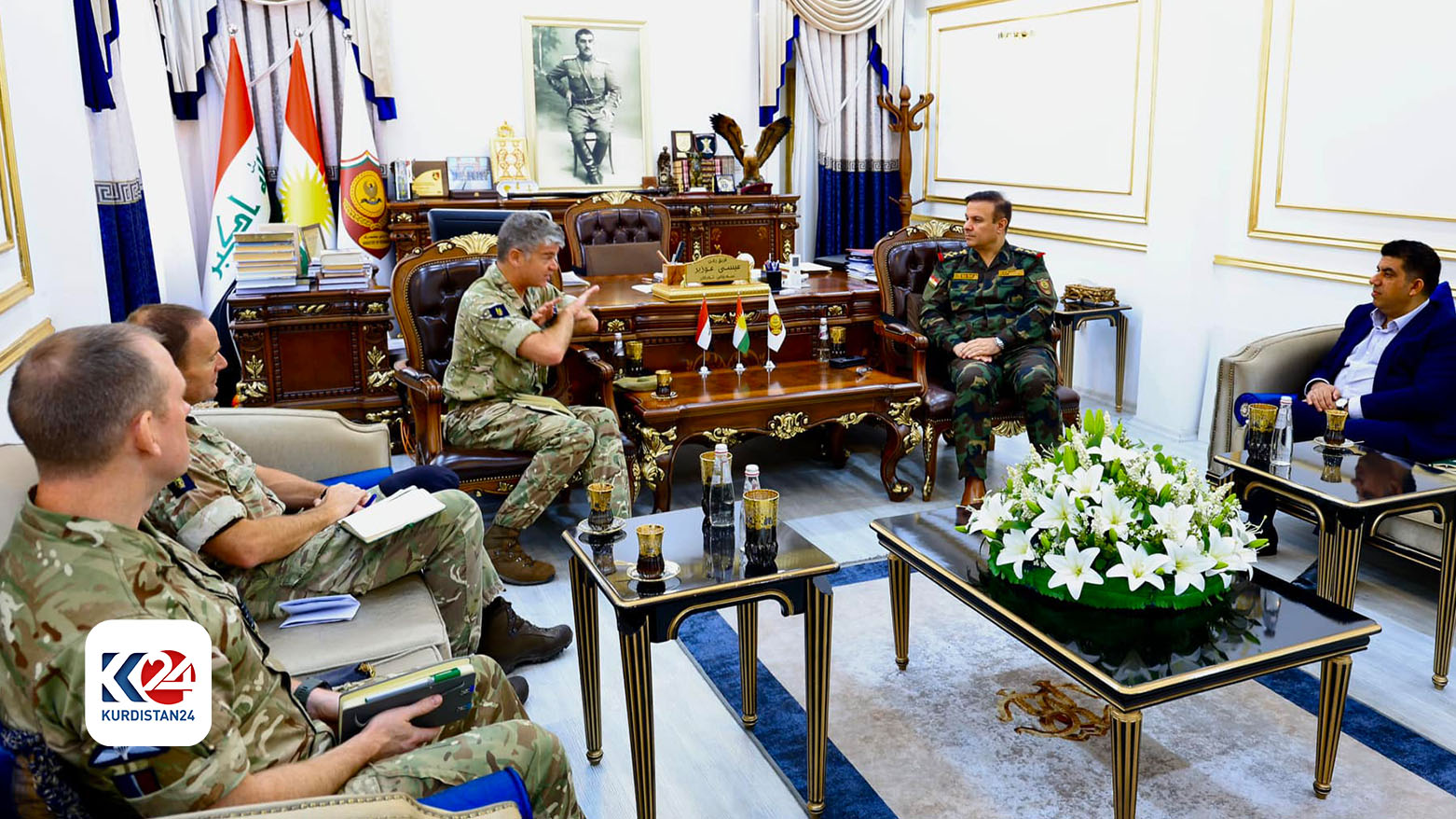 Chief of Staff of Ministry of Peshmerga Lieutenant General Issa Ozer (second from right), UK Military Battalion Graeme Wearmouth (Photo: Ministry of Peshmerga)