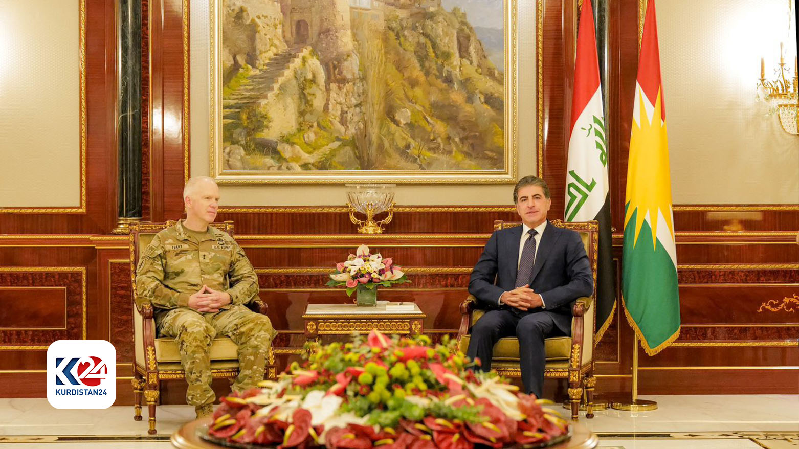 Kürdistan Bölgesi Başkanı Neçirvan Barzani ve DAİŞ Karşıtı Uluslararası Koalisyonun Irak ve Suriye Komutanı Kevin Leahy