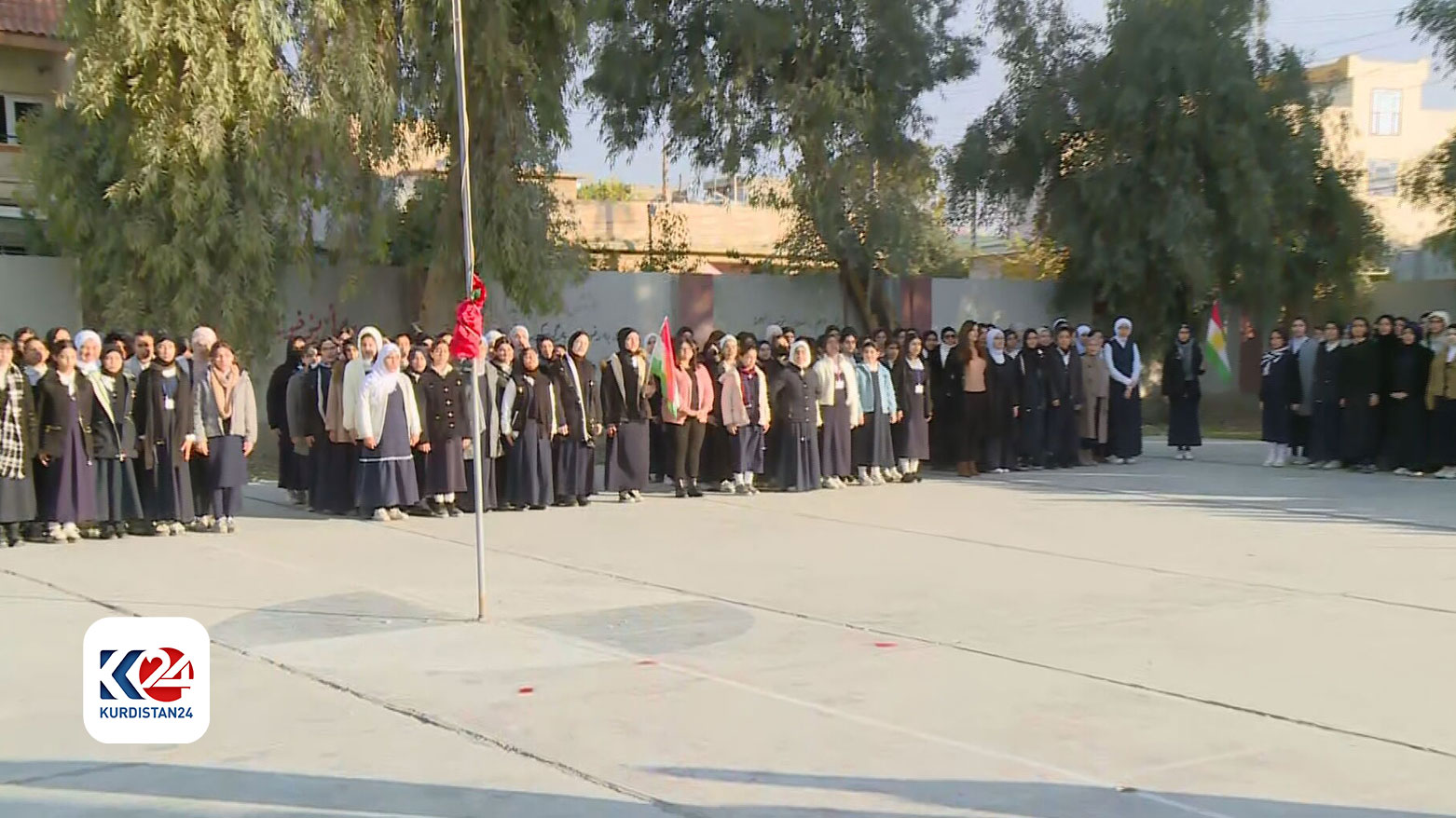 Zanko Secondary Girls' School in Kirkuk during the Flag Day ceremony. (Photo: Kurdistan24)