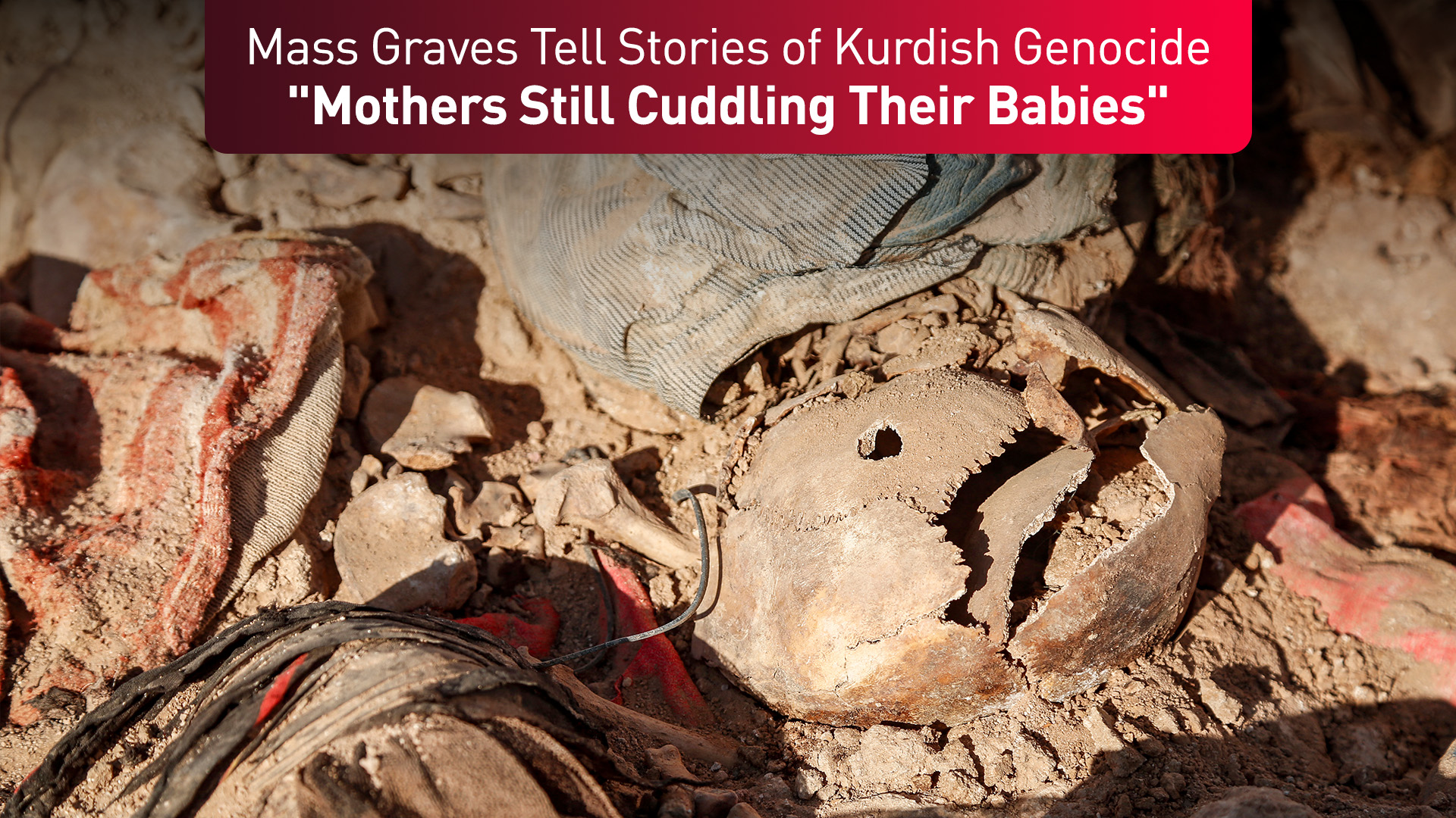 Graphic content/Human remains exhumed from a mass grave lie in Tal al-Shaikhia in the Muthanna province in southern Iraq on Dec. 25, 2024. (Photo: AFP)