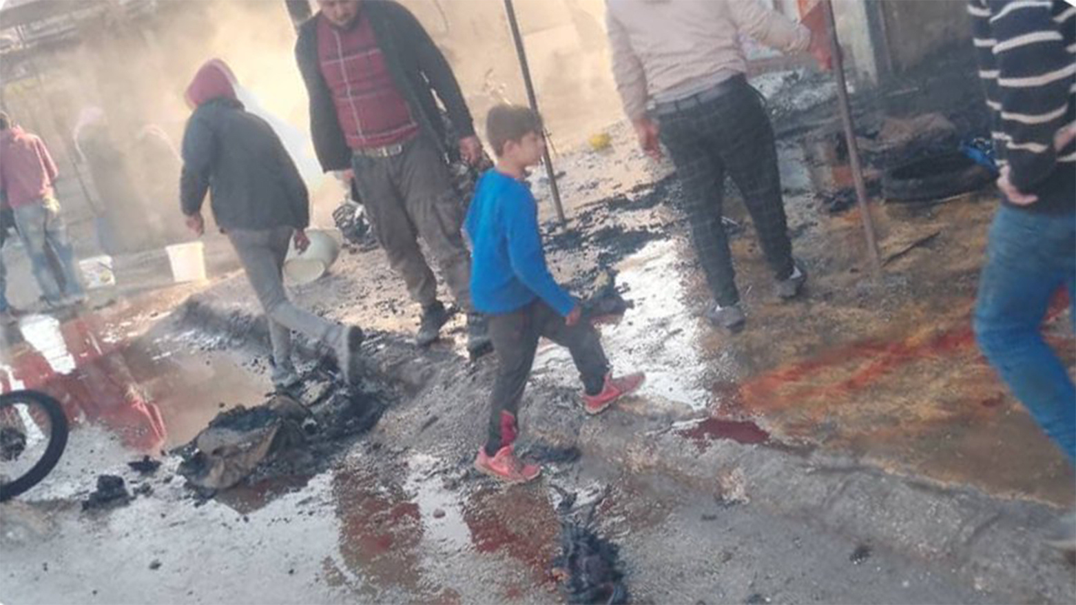 The scene following a Turkish airstrike in Sarrin town, Kobani, North Eastern Syria, Jan. 28, 2025. (Photo: Hawar News Agency)