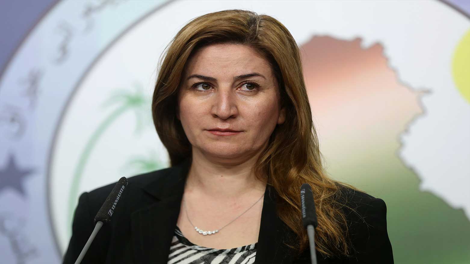 Kurdish lawmaker Vian Dekhil speaks to the media in Baghdad, Iraq, July 23, 2014. (Photo: AP)