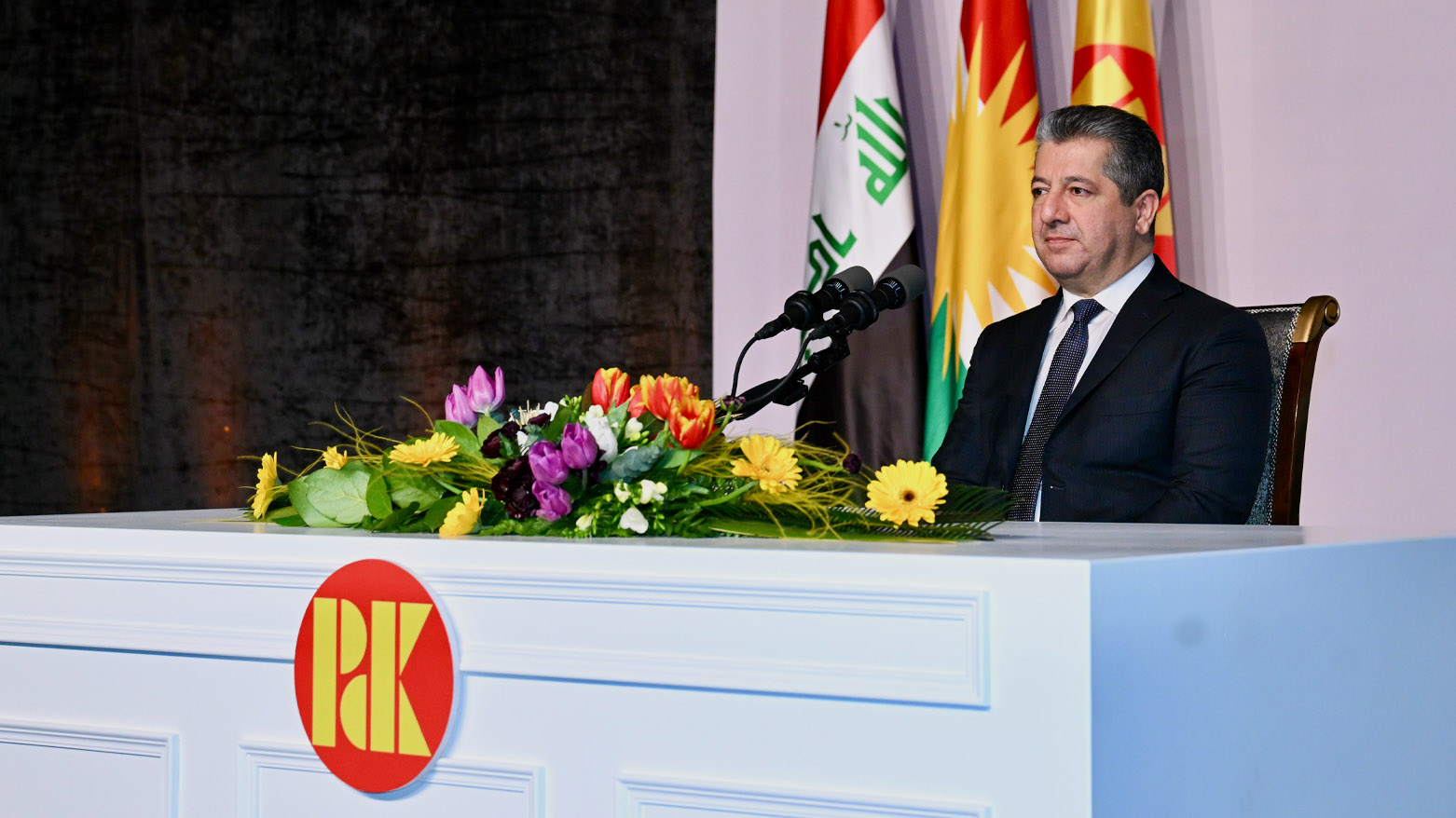Masrour Barzani, Vice President of the Kurdistan Democratic Party (KDP), during his meeting with KSU and the KDYU, Feb. 20, 2025. (Photo: Kurdistan24)