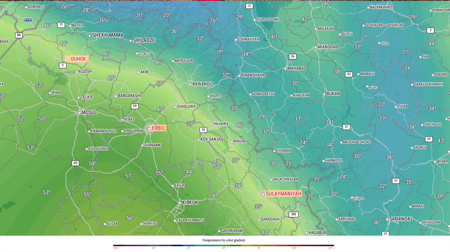 Satellite Images showing the Polar Air Mass nearing Kurdistan Region. (Photo: ACCUweather)
