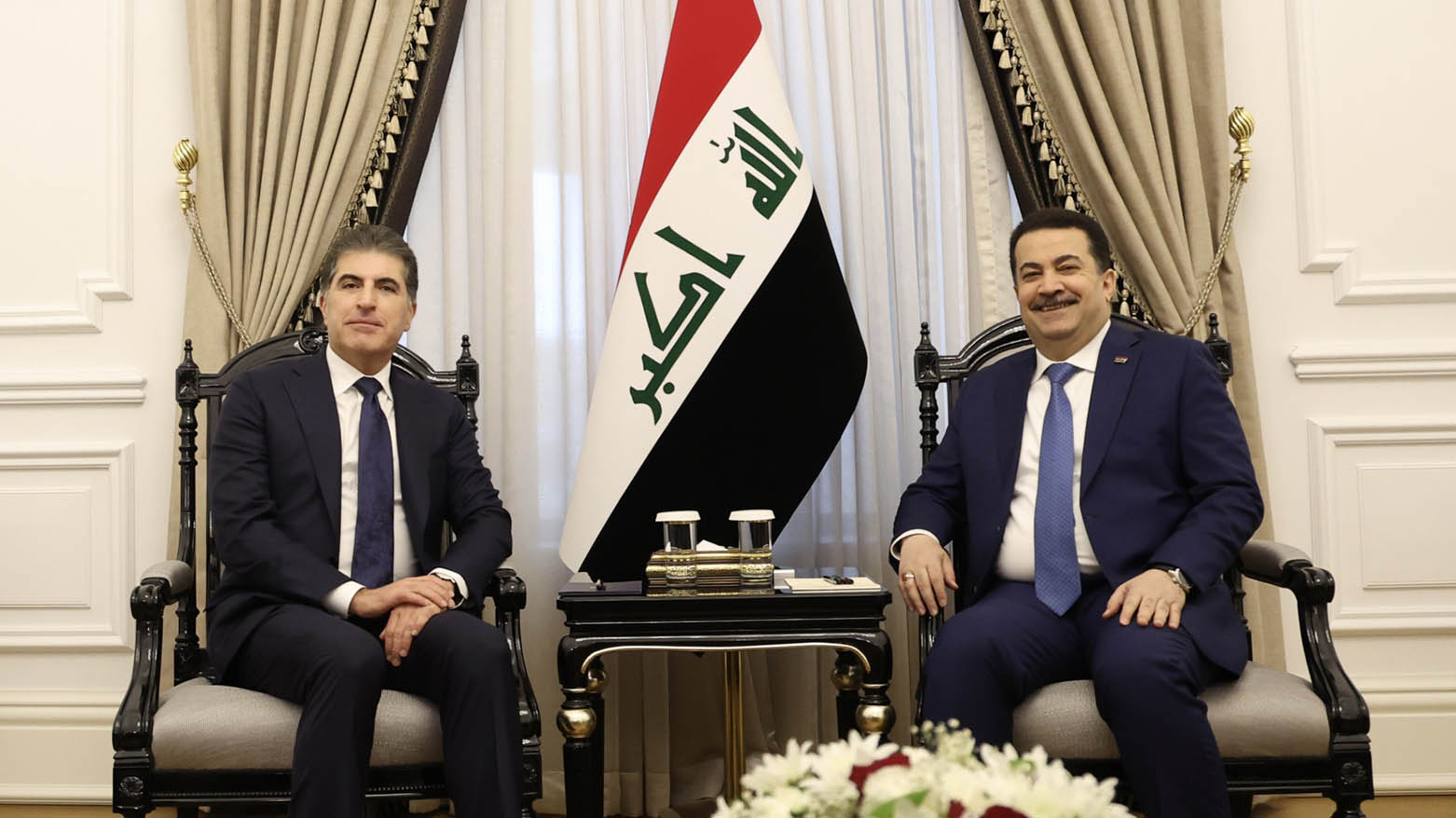 President Nechirvan Barzani (L) ,Iraqi Prime Minister Mohammed Shia al-Sudani (R). (Photo: Kurdistan Region presidency)