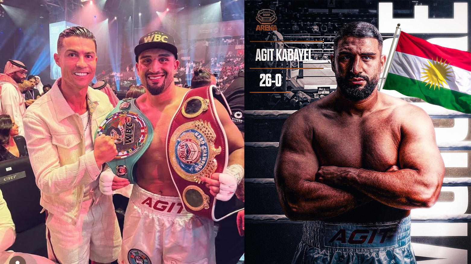 WBC world boxing champion Agit Kabayel next to Cristiano Ronaldo. (Photo: Agit Instagram account)