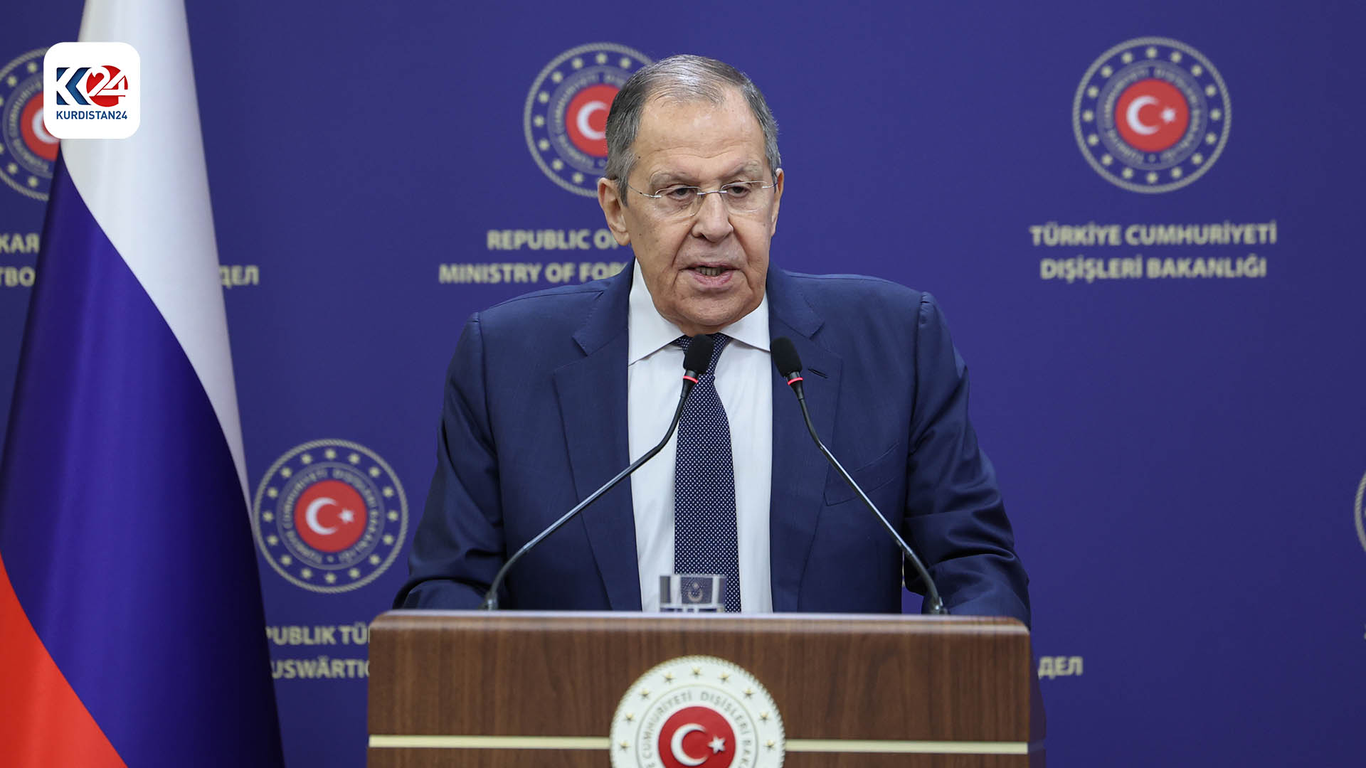 Russian Foreign Minister Sergey Lavrov, speaking in a press conference in Ankara, Feb. 24, 2025. (Photo: AA)