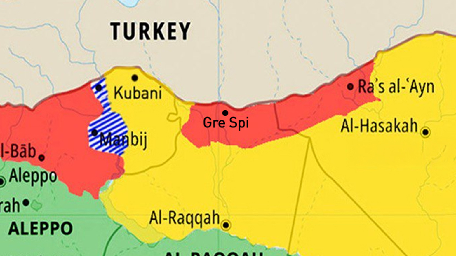 A map shows the Kurdish areas occupied by the Syrian National Army in Rojava. (Photo: Designed by Kurdistan24)