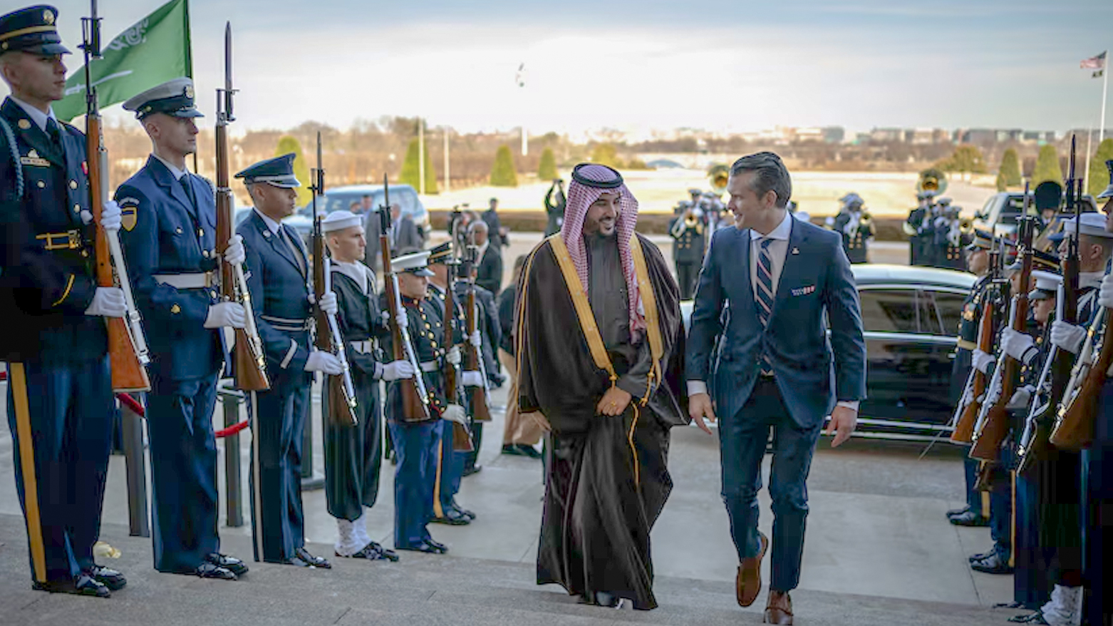Prince Khalid bin Salman Al Saud and (L), and Defense Secretary Pete Hegseth (R), at the Pentagon. (Photo: U.S. Department of Defense website)