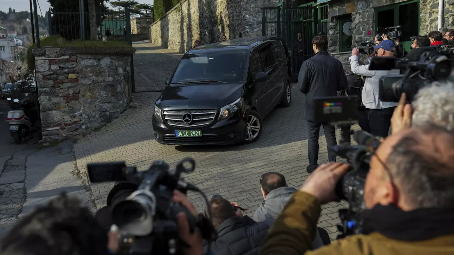 A van, which is believed to carry Russian diplomats, leaves U.S. Consul General residence in Istanbul, Turkey, Thursday, Feb. 27, 2025. (Photo: AP)