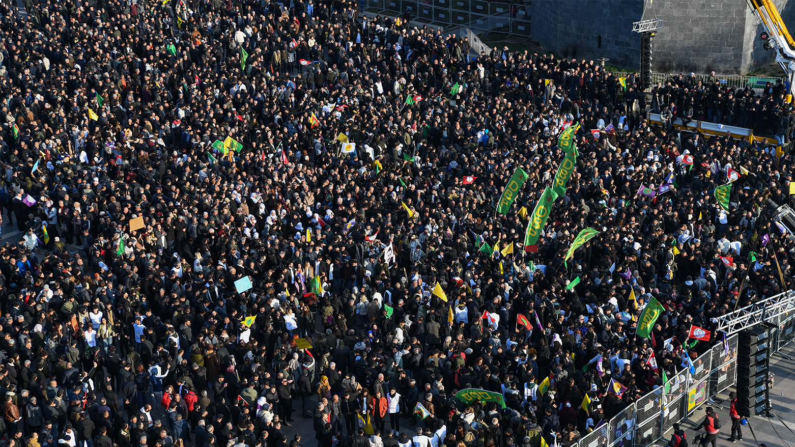 Supporters react after jailed leader of the Kurdistan Workers' Party (PKK) Abdullah Ocalan, in Diyarbakir, southeastern Turkey, on Feb. 27, 2025. (Photo: AFP)