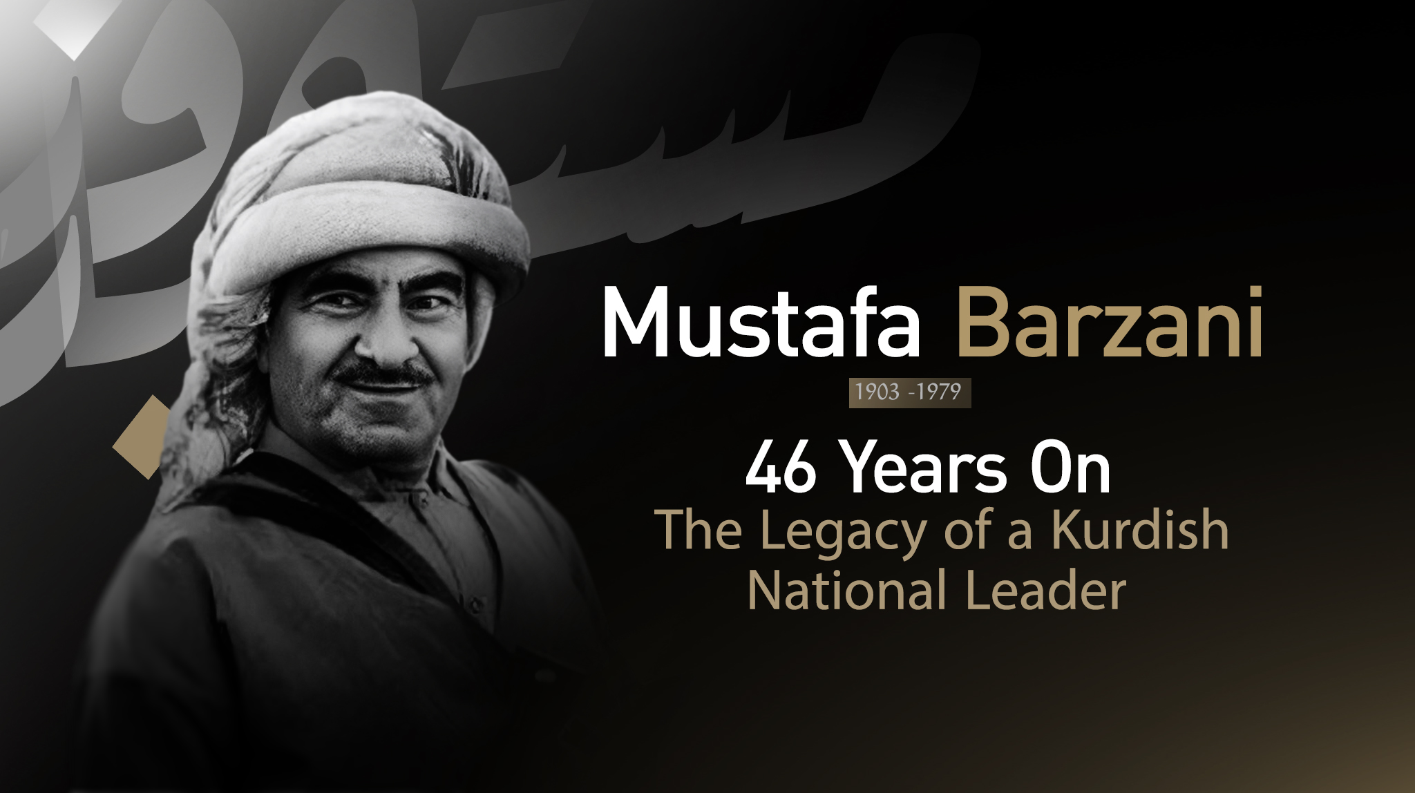 The late Mullah Mustafa Barzani. (Photo designed by Kurdistan24)