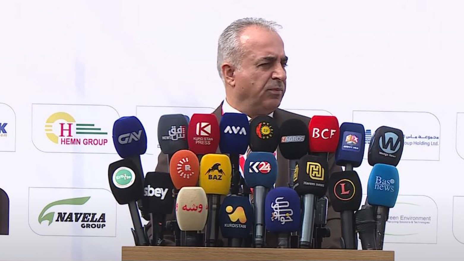 Musa Ahmed, head of the BCF, holding a press conference, Mar. 4, 2025. (Photo: Kurdistan24)