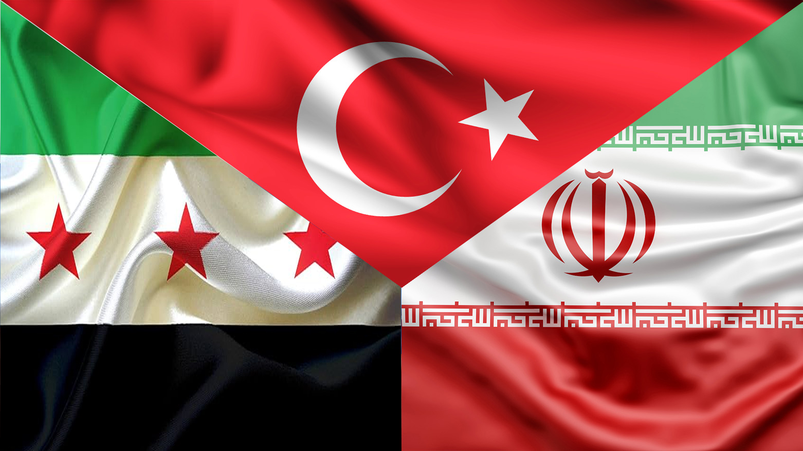 Flags of Syria, Turkey and Iran.(Photo: Designed by Kurdistan24)