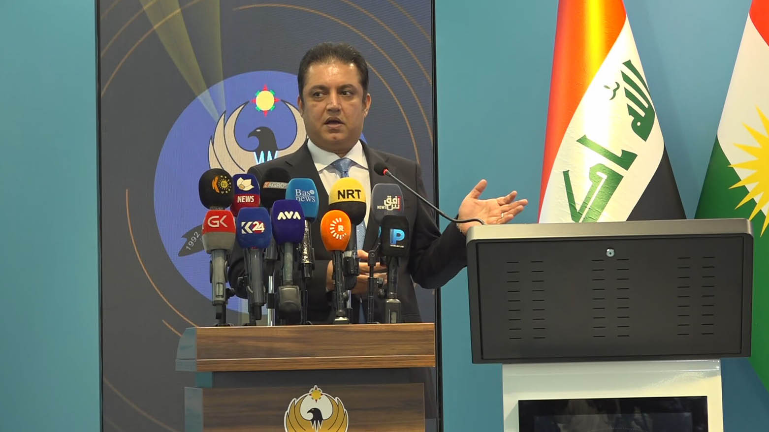 Alan Hama Saeed, Minister of Education of the Kurdistan Regional Government (KRG), speaking at the presser, March 4, 2025. (Photo: Kurdistan24)