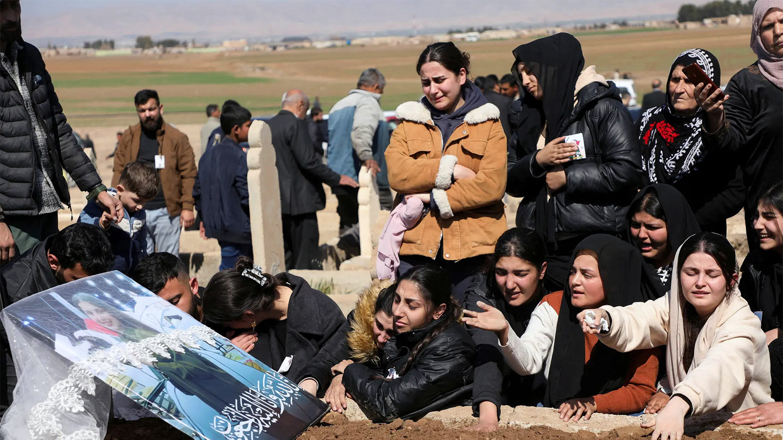 The funeral on Sunday for the Kurdish Medical Student killed in strife in Latakia Province, Syria. (Photo: Orhan Qereman/Reuters)