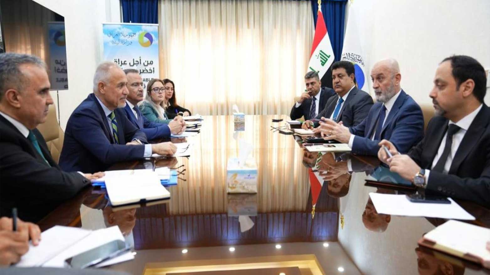 Iraq’s Minister of Environment, Dr. Hallo Al-Askari, (2nd R), and Ghulam Isaczai, the Deputy Special Representative of the UN Secretary-General and Humanitarian Coordinator for Iraq (2nd L), Mar. 10, 2025. (Photo: Iraqi Gov.).