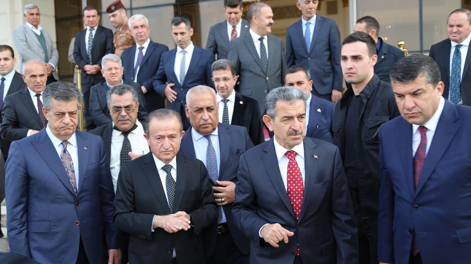 Hamid Ali, the director of the Ibrahim Khalil border crossing (ML), with the Turkish delegation in Ibrahim Khalil border crossing, Mar. 11, 2025. (Photo: Ibrahim Khalil border Facebook page: