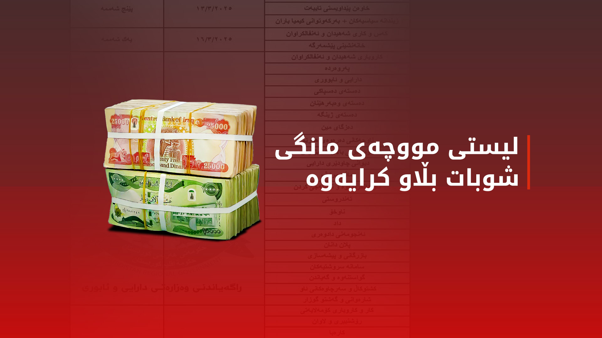 سبەینێ مووچە دابەش دەکرێت