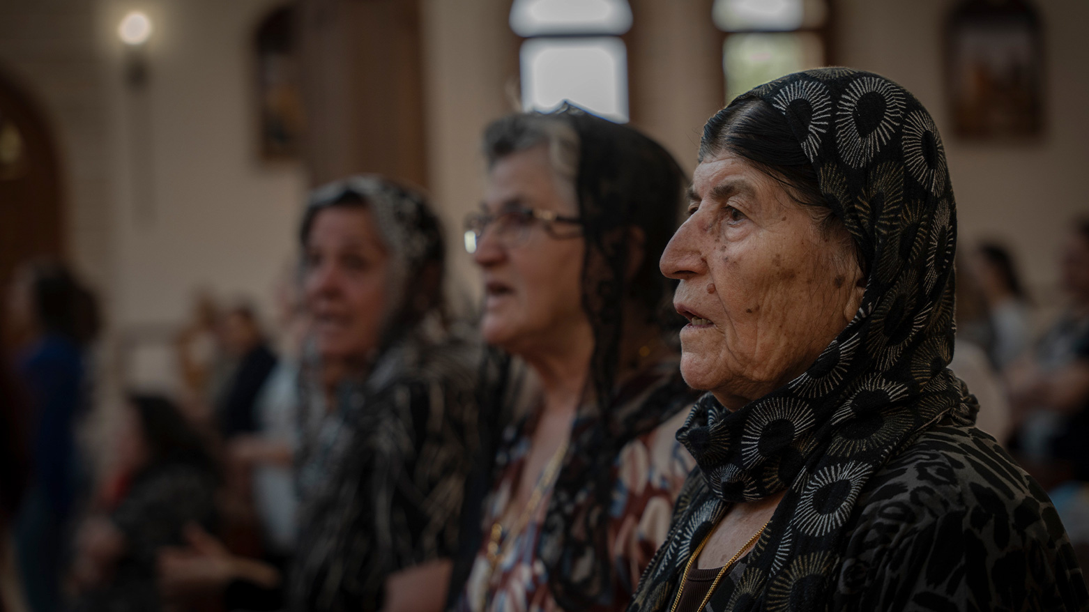 Chaldean Christians attend a service in the Mar Youssef Cathedral in Erbil. (Photo: AP)