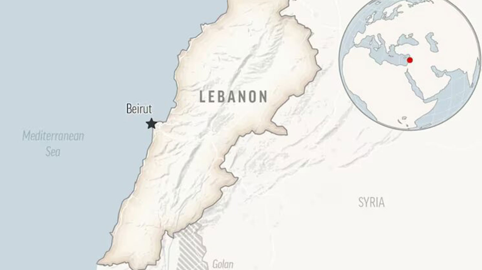 This is a locator map for Lebanon with its capital, Beirut. (Photo: AP)
