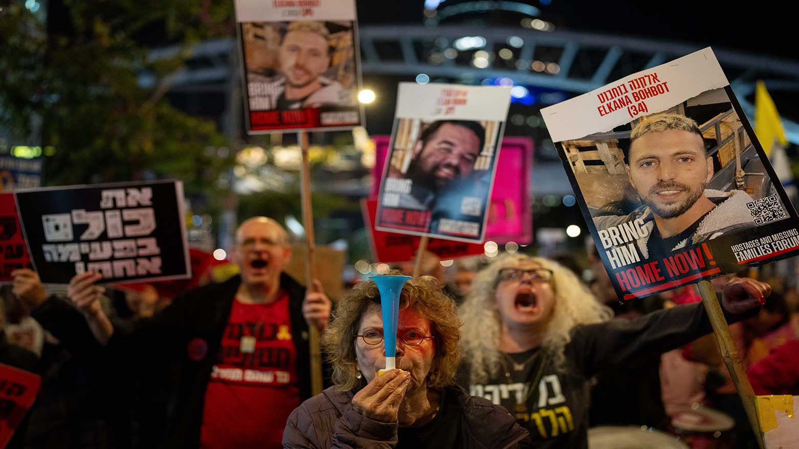 People take part in a protest in Tel Aviv, Israel, March 9, 2025, demanding the immediate release of hostages held by Hamas in the Gaza Strip. (Photo: AP)