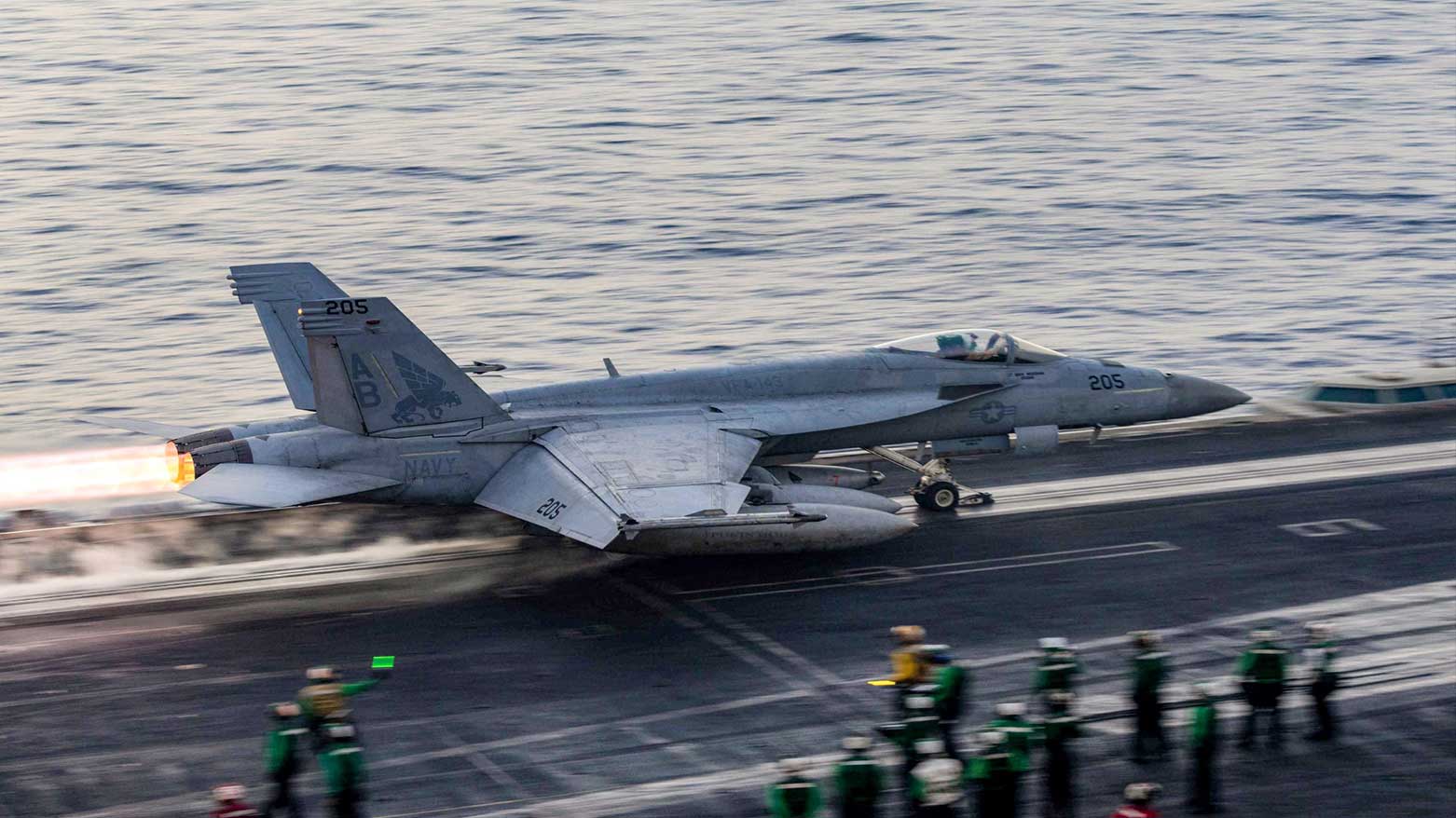 US F18 fighter jet taking off from the USS Harry S. Truman aircraft carrier in the Red Sea, March 16, 2025. (Photo: AFP)