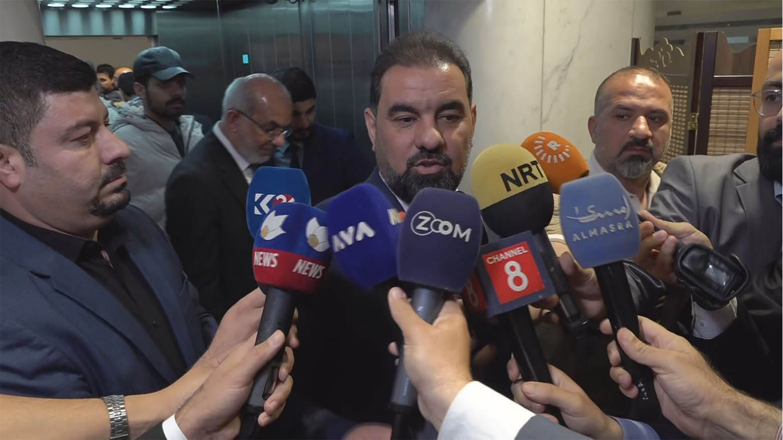 Haibat Halbousi, chairman of the Iraqi parliament's oil and gas committee, speaking at the presser, March 19, 2025. (Photo: Kurdistan24)