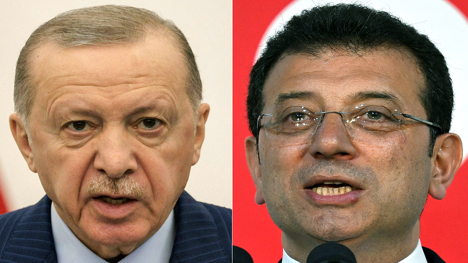 This combination of pictures created on March 19, 2025 shows Turkey's President Recep Tayyip Erdogan (L), and Istanbul's incumbent Mayor and mayoral candidate Ekrem Imamoglu (R).(Photo: AFP)