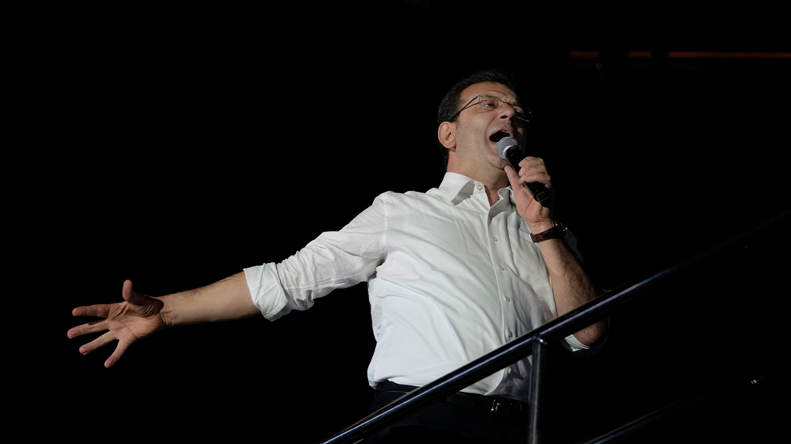 Ekrem Imamoglu addresses supporters outside the City Hall in Istanbul, Türkiye, early Monday, Apr. 1, 2024. (Photo: AP)