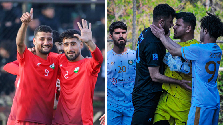 یاریزانێكی هەندرێن لەگەڵ گۆڵپارێزی زانكۆی جیهان تووشی بەریەككەوتن بووە، لەگەڵ گرتەیەكی دوو یاریزانە بەرگسوورەكەی كفری