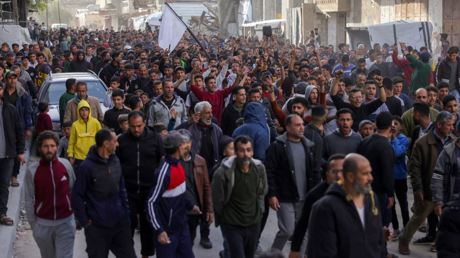Hundreds of Palestinians chanted anti-Hamas slogans at a protest in northern Gaza, calling for an end to the war with Israel, March 25, 2025. (Photo: AFP)