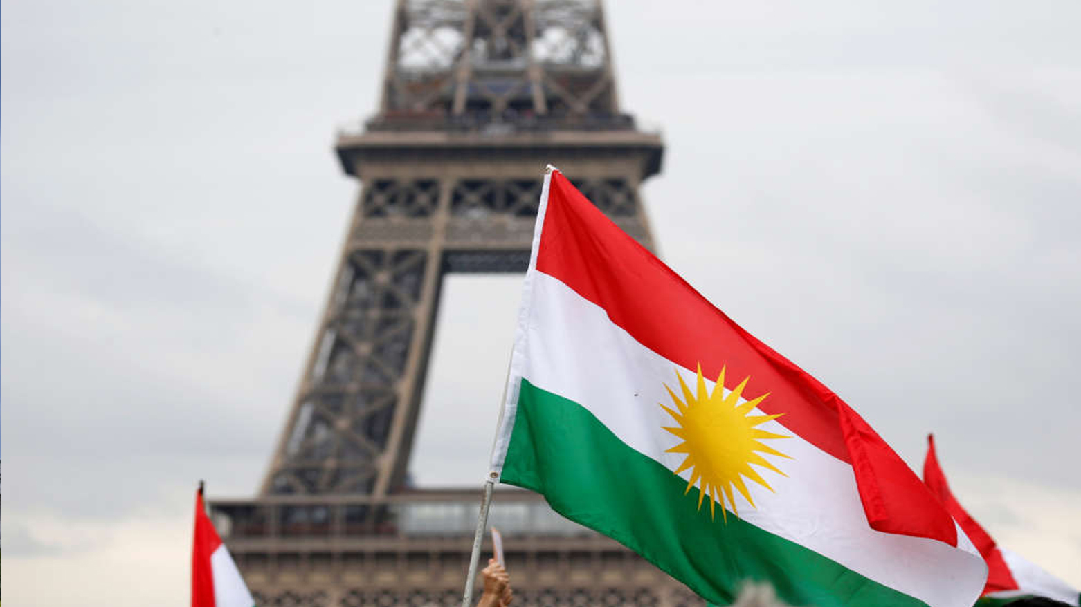 Flags of Kurdistan are pictured as Kurdish protesters attends a demonstration against Turkey’s military action in northeastern Syria (Rojava), in Paris, France, Oct. 12, 2019. (Photo: In Cyprus)