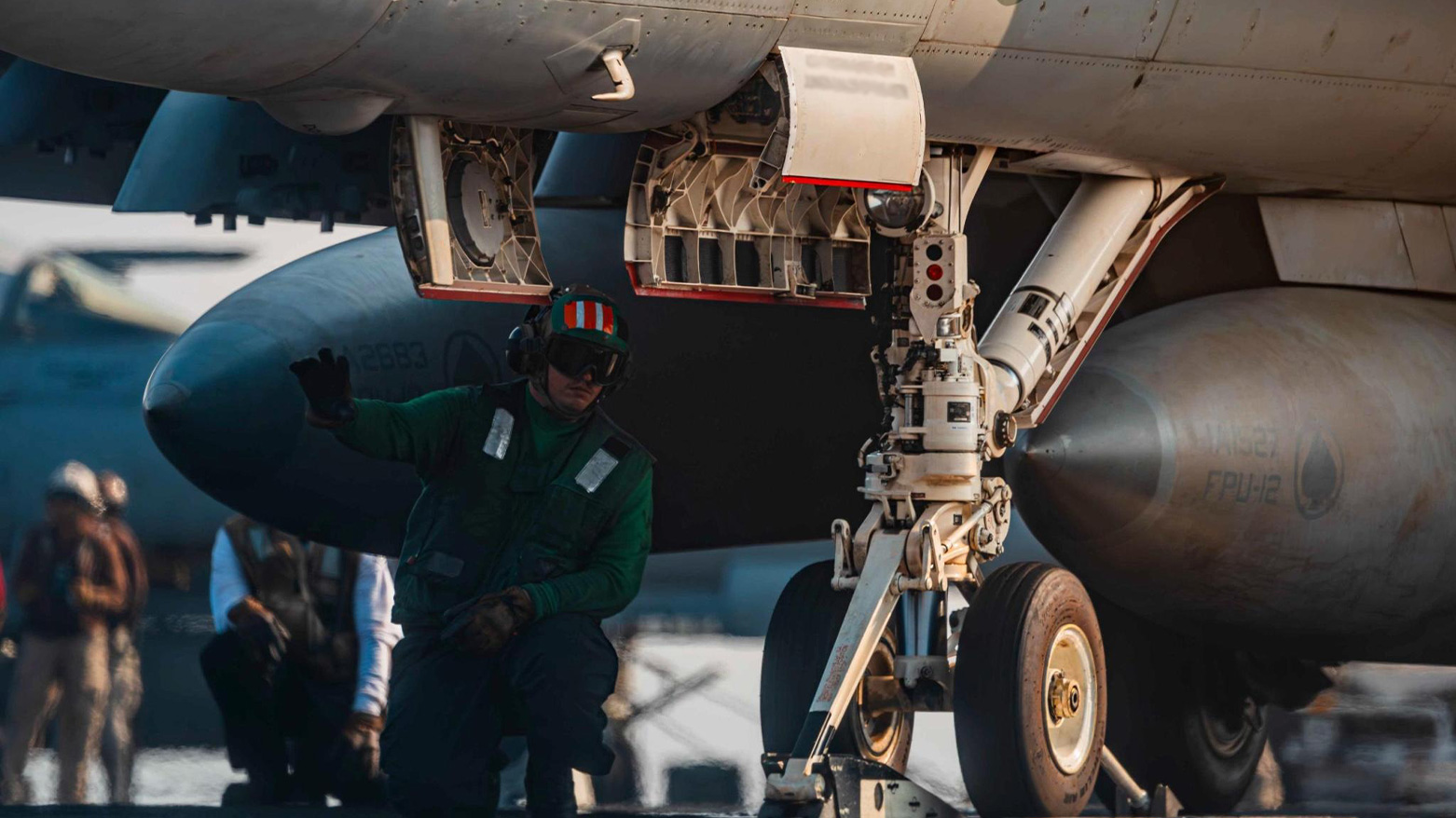 Aircraft assigned to Carrier Air Wing (CVW) 1 launch from the flight deck of the Nimitz-class aircraft carrier USS Harry S. Truman (CVN 75) during flight operations in the U.S. Central Command area of responsibility. (Photo: CENTCOM)