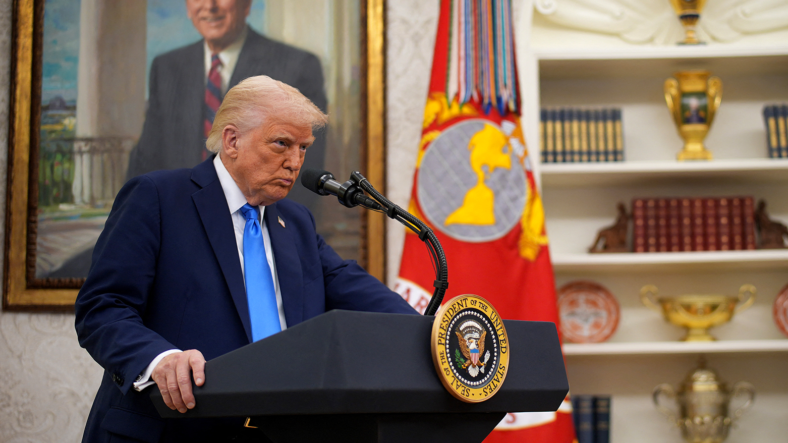 U.S. President Donald Trump announces that his administration has reached a deal with elite law firm Skadden, Arps, Slate, Meagher & Flom during a swearing-in ceremony in the Oval Office at the White House on Mar. 28, 2025 in Washington, DC. (Photo: AFP)