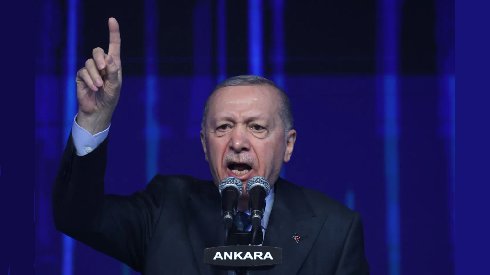 Turkey's President Recep Tayyip Erdogan gestures as he addresses a speech during the Justice and Development Party (AKP), as part of the 8th Ordinary Grand Congress at the Ankara Arena in Ankara, on Feb. 23, 2025. (Photo: AFP)