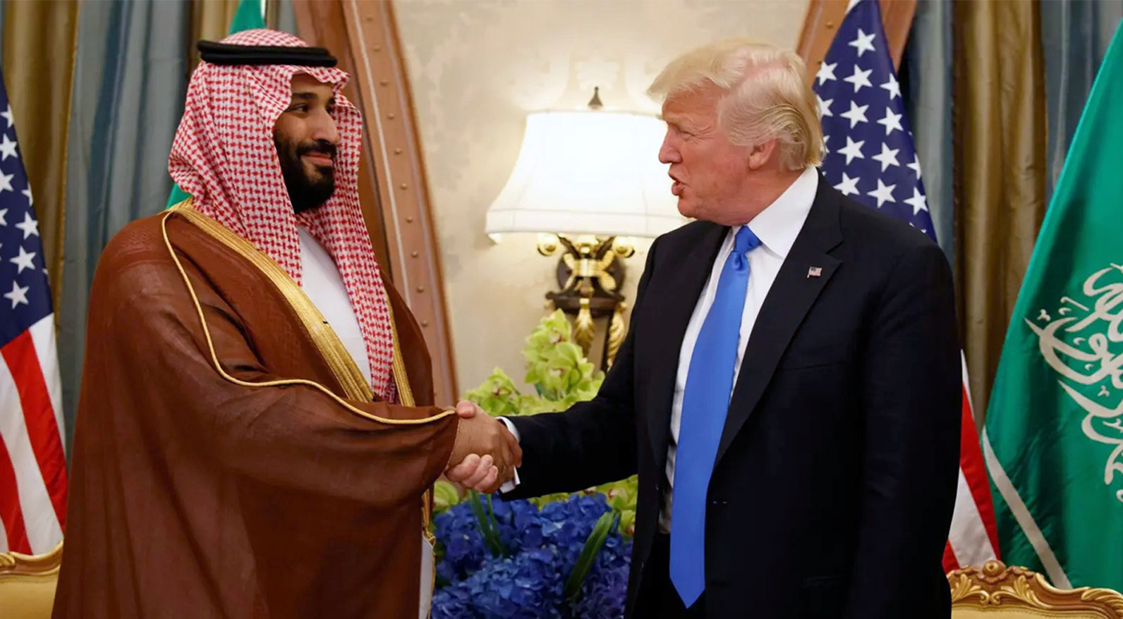 President Donald Trump shakes hands with Saudi Crown Prince and Prime Minister Mohammed bin Salman during a bilateral meeting, in Riyadh, Saturday, May 20, 2017. (Photo: AP)