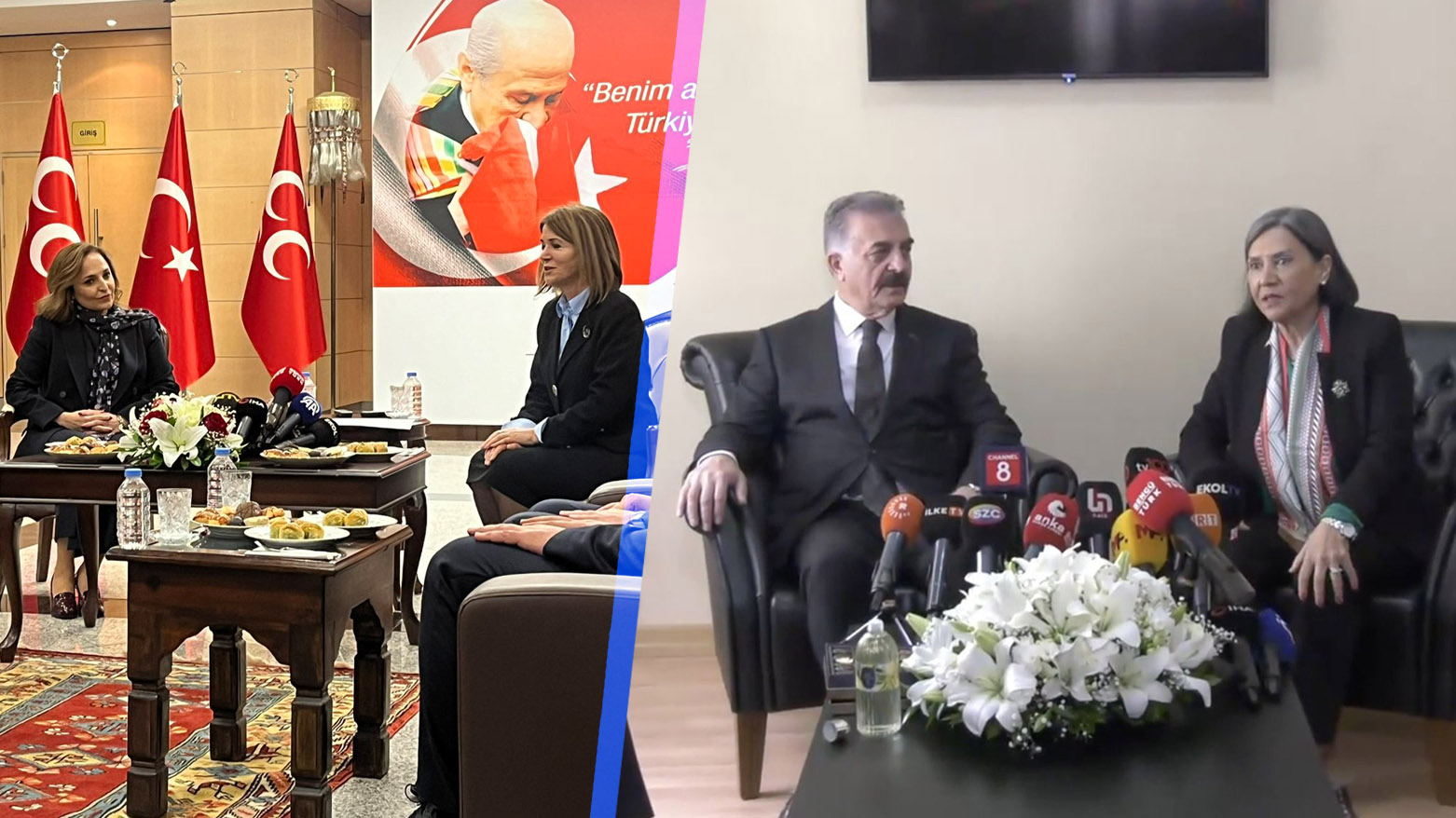The delegations of MHP and DEM Party exchanging visits. (Photo: Turkish Media)