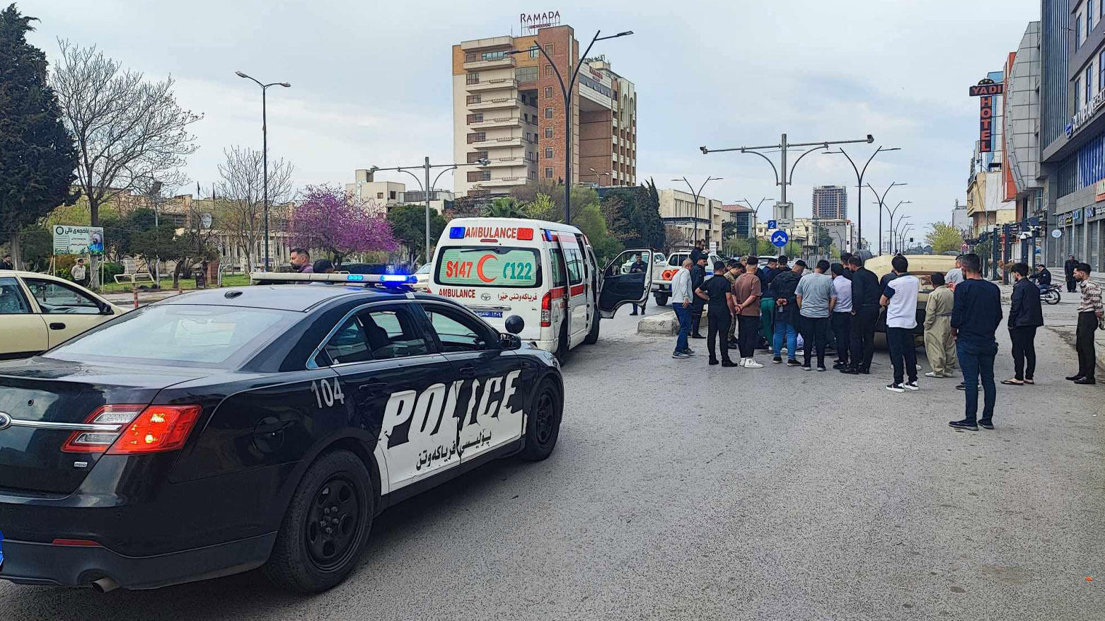 دیمەنی ڕووداوێکی هاتوچۆ لە ناوەندی شاری سلێمانی (وێنە: بەڕێوەبەرایەتیی گشتیی هاتوچۆی سلێمانی)