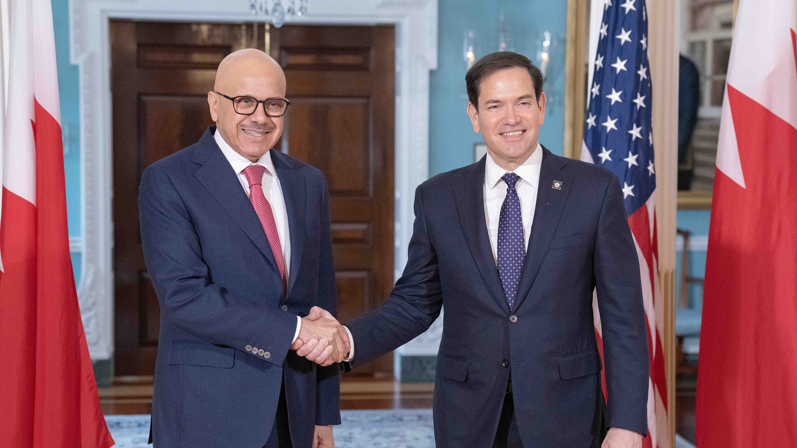 Bahrain’s Foreign Minister, Dr. Adullatif bin Rashid Al Zayani (L), U.S. Secretary of State Marco Rubio (R), in Washington, Apr. 3, 2025. (Photo: Marco Rubio X account)