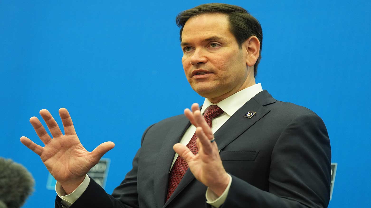 U.S. Secretary of State Marco Rubio talks to the reporters at NATO Headquarters in Brussels, Friday, April 4, 2025. (Photo: AP)