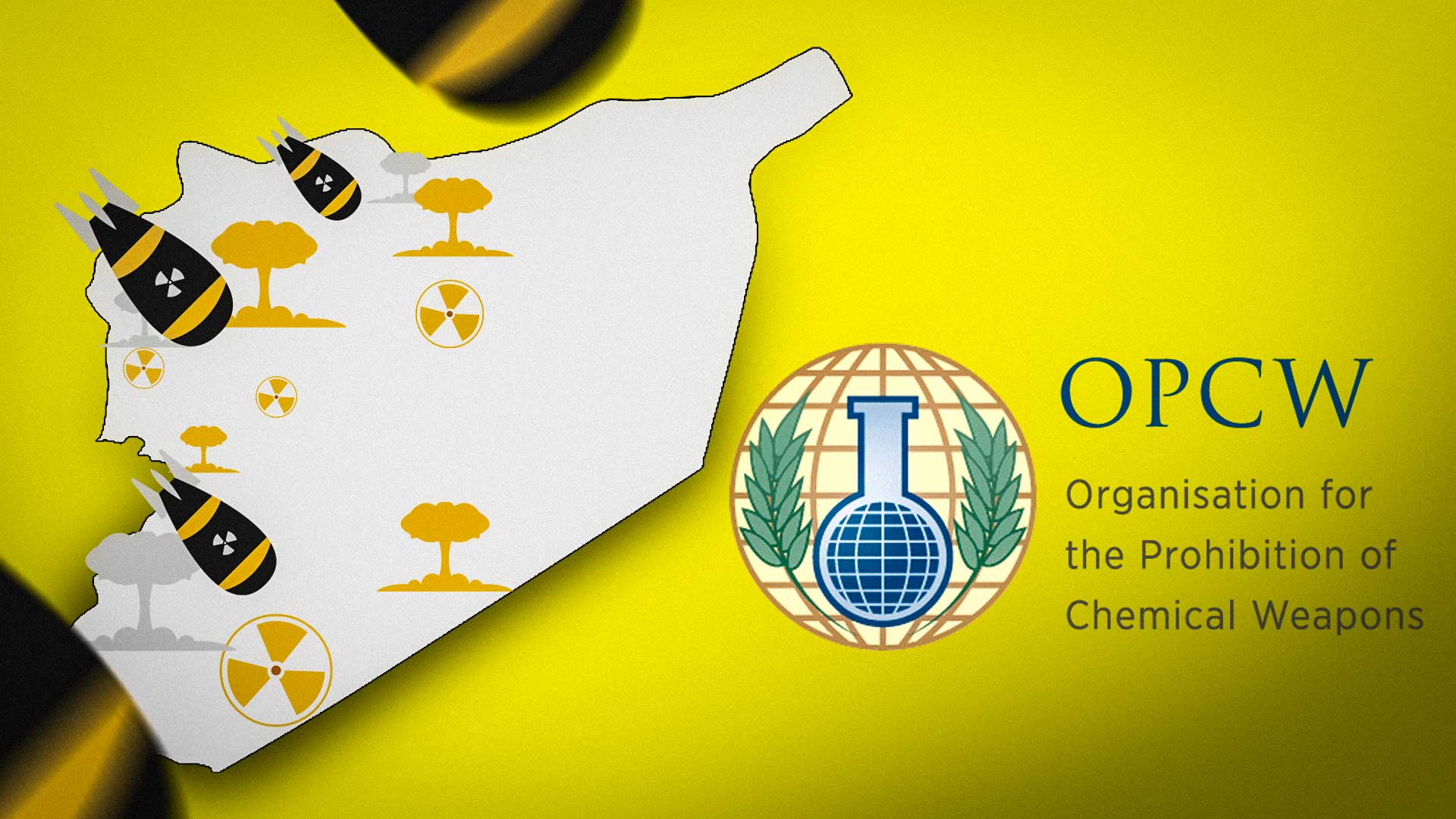 The map of Syria along side the logo of OPCW. (Graphic: Designed by Kurdistan24)