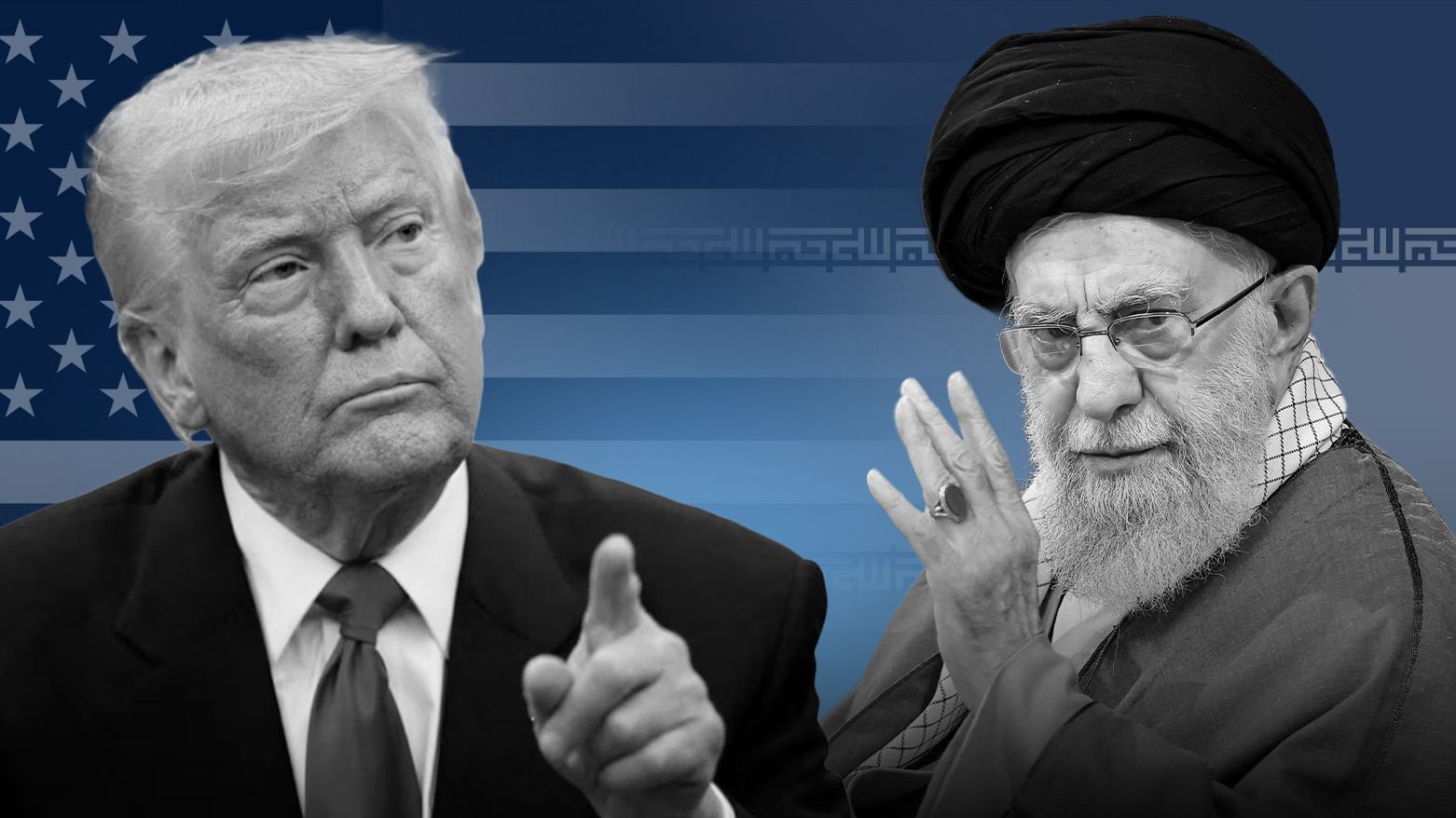 U.S. President Donald Trump (L) and Iran's Supreme Leader Ayatollah Ali Khamenei (R). (Graphics: Kurdistan24)