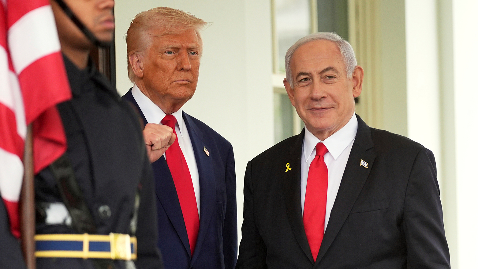 President Donald Trump, left, greets Israel's Prime Minister Benjamin Netanyahu at the White House, Monday, April 7, 2025, in Washington. (Photo: AP)