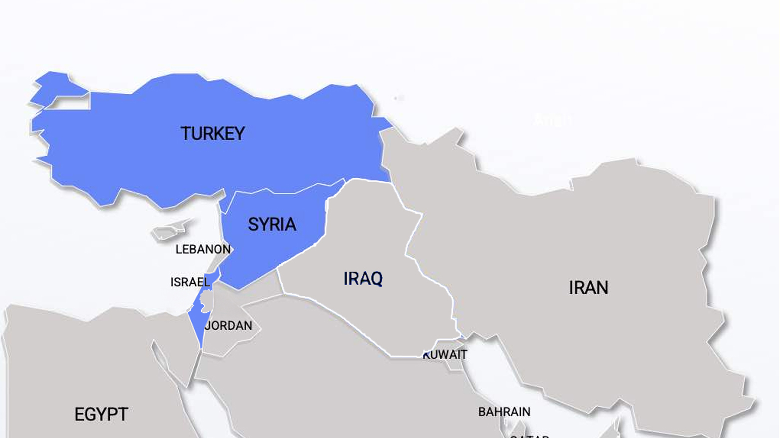 A map of the Middle East with Turkey, Syria and Israel Highlighted.(Graphic: Designed by Kurdistan24)