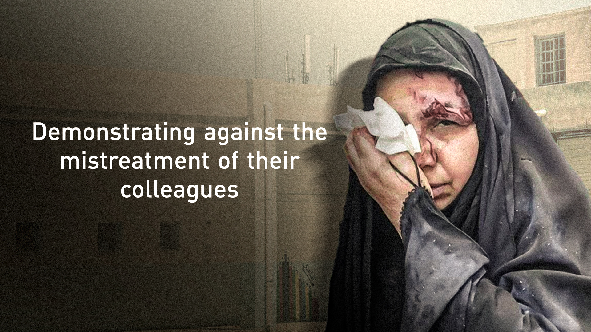 A teacher from Iraq’s southern Dhi Qar province was injured after participating in the protests. (Graphic: Designed by Kurdistan24)