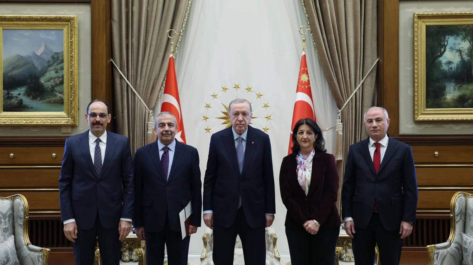 The meeting of Turkish President Recep Tayyip Erdogan and DEM Party Delegation, April 10 ,2025. (Photo: AA)