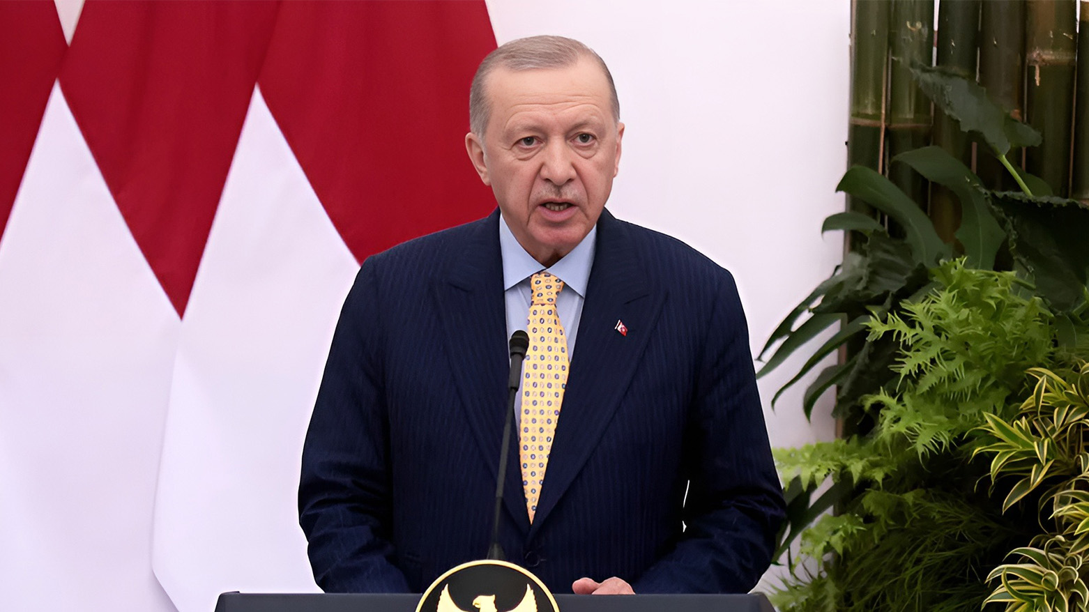 Turkey's President Recep Tayyip Erdogan speaks as he attends a press conference with Indonesia's President Prabowo Subianto, palace in Bogor, West Java on Feb. 12, 2025. (Photo: AFP)