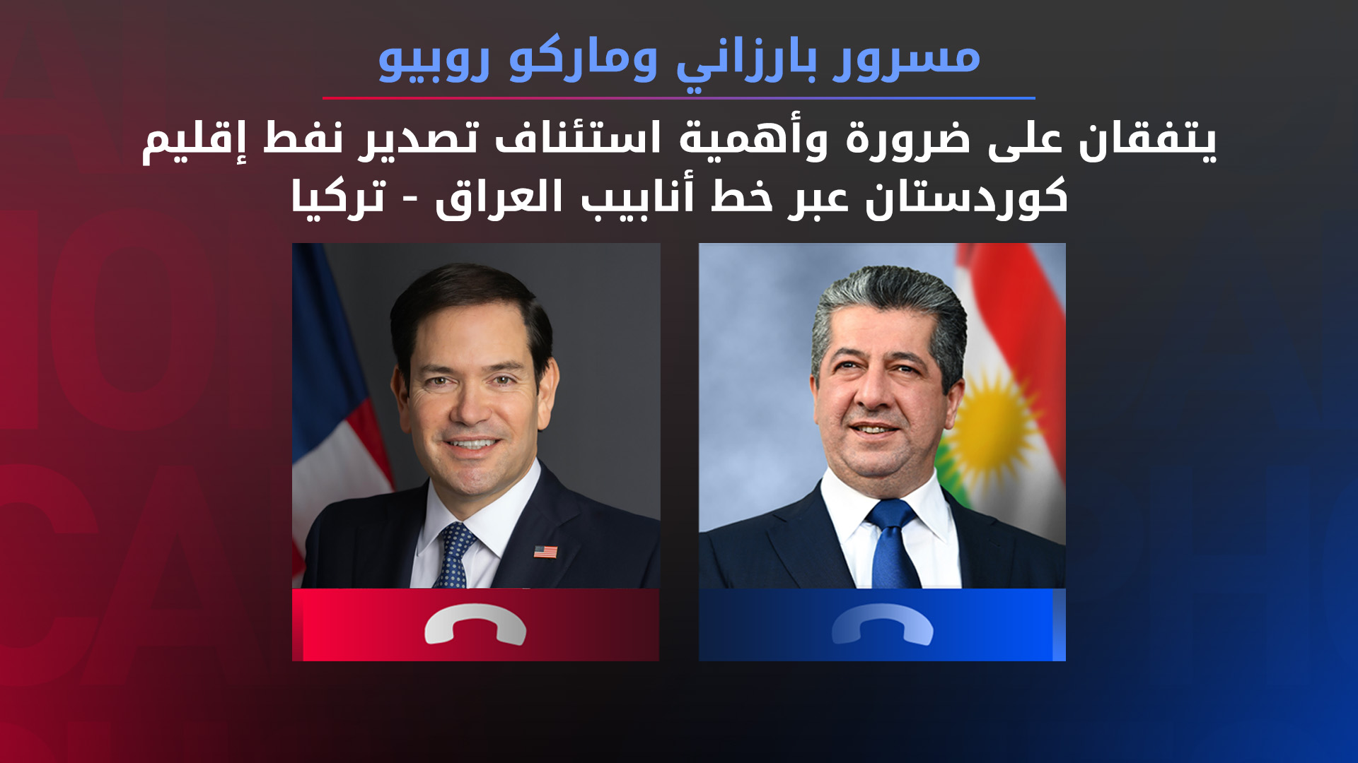 مسرور بارزاني وماركو روبيو يشددان على تعزيز العلاقات بين أربيل وواشنطن